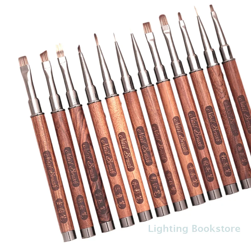 Sandalwood Handle Nail Drawing Brushes For Manicure Lines Painting Gradient UV GEL Extension Builder Drawing Pen