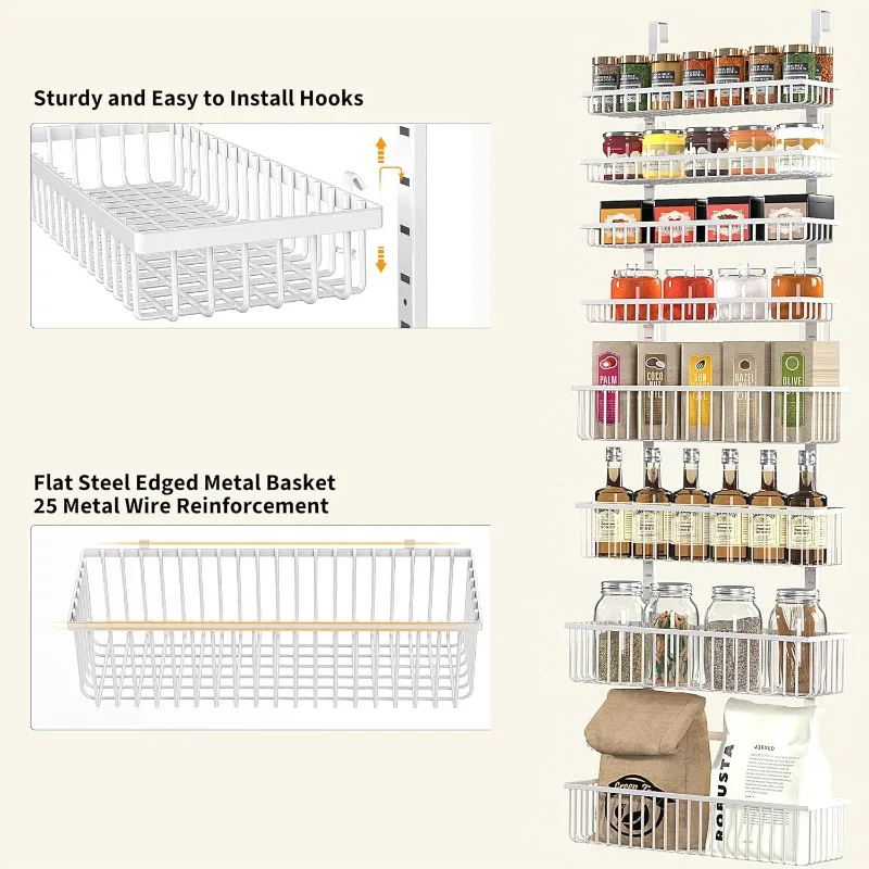 White Over The Door Pantry Organizer,  Seasoning Shelves, Laundry Room Organization, House and Kitchen Essentials