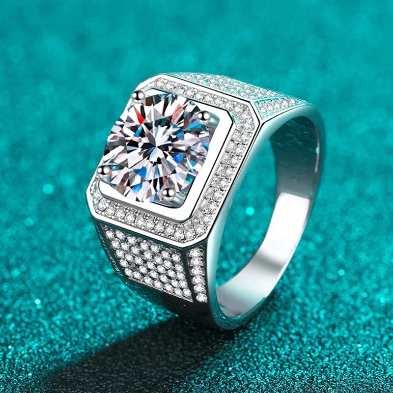 Imagem -02 - Neetim d Cor 10 Quilates Moissanite Anel para Homem S925 Prata Esterlina Chapeado com Ouro Branco Luxo Homem Anel de Casamento Jóias Finas