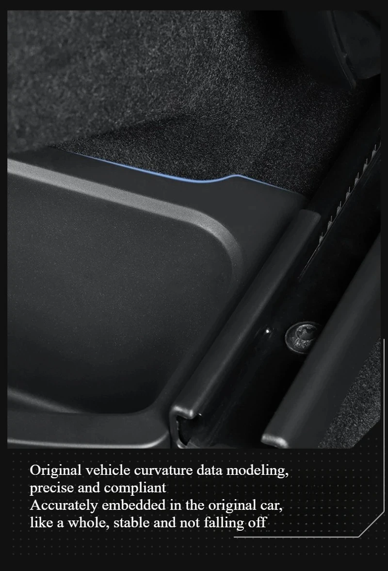 Für Tesla Model Y Juniper 2026 TPE Hintere Mittelkonsole Aufbewahrungsbox Organizer mit Abdeckung Mülleimer Unter dem Sitz Auto-Zubehör – Detail 9