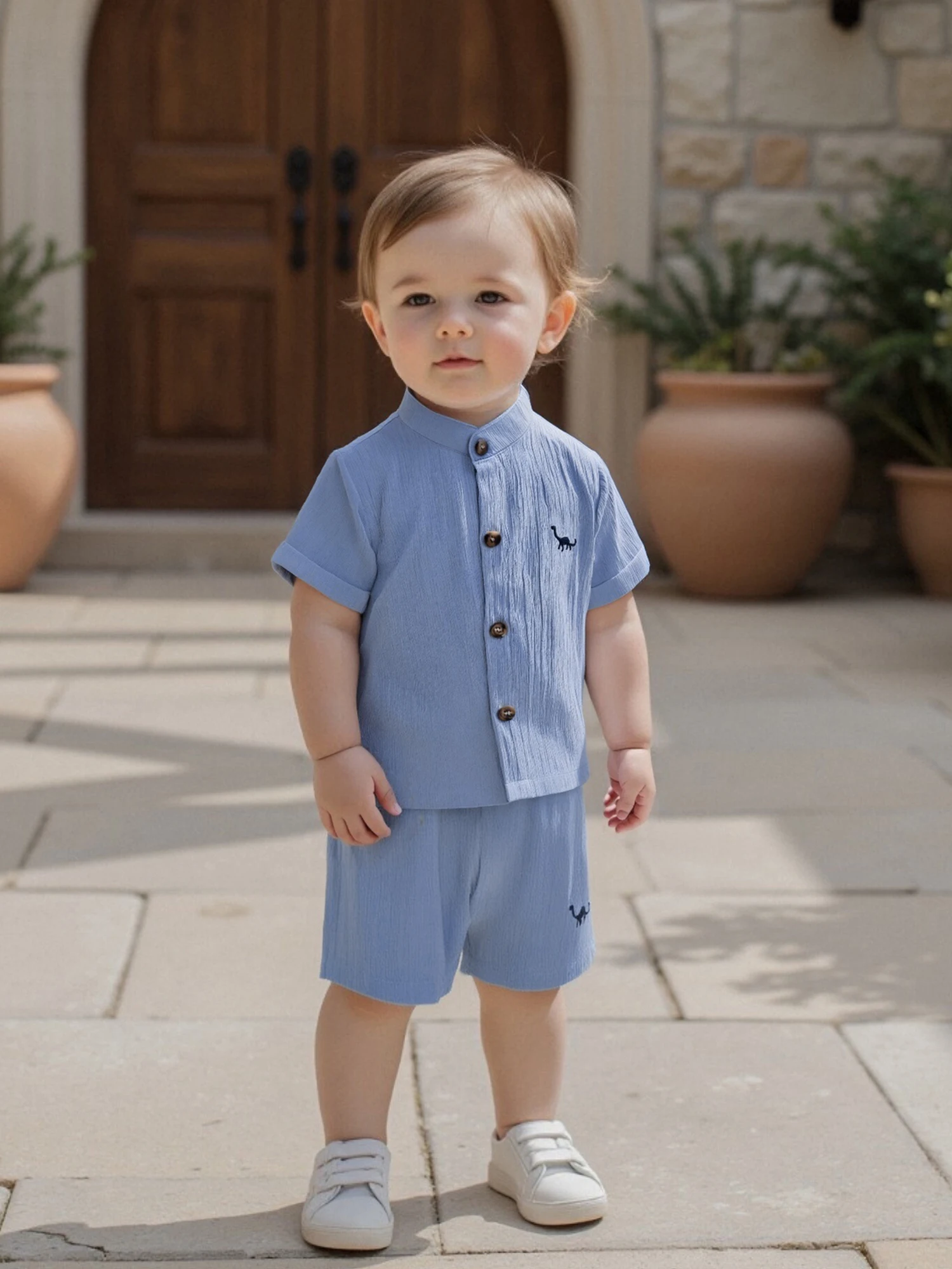 

Toddler Boys Casual Outfits Cute Animal Print Short Sleeve T-Shirt and Elastic Waist Shorts Set for Summer 2 Piece Clothing