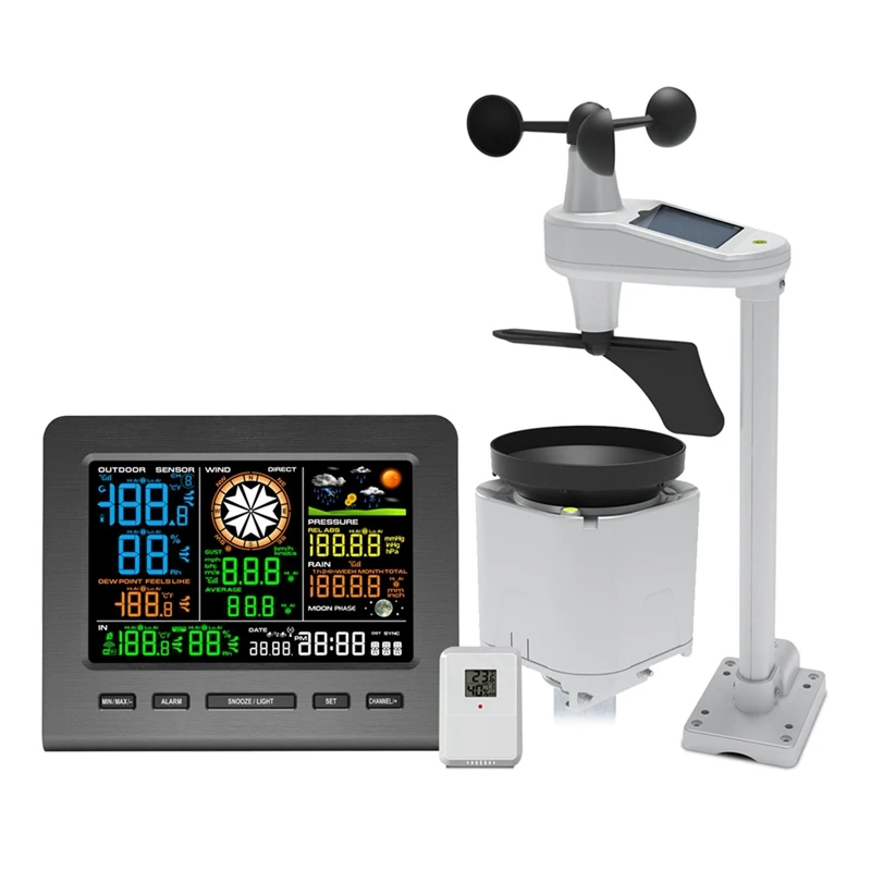 AC88-5-In-1 Wi-Fi Weather Station Display &Wind Speed And Direction Rainfall Weather Forecasts Temperature Humidity