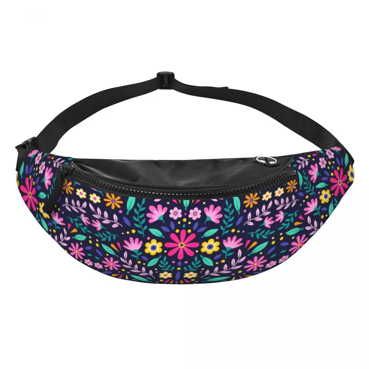 Custom Colourful Floral Mexican Flowers Fanny Pack for Women Men Cool Crossbody Waist Bag Travel Hiking Phone Money Pouch