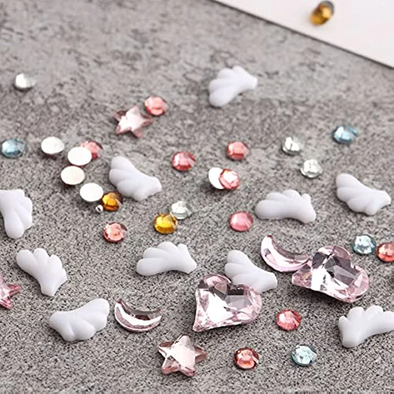 200 قطع ثلاثية الأبعاد أجنحة الملاك مسمار حلية نجمة القمر القلب مسمار المياه الماس الملونة كريستال مسمار جوهرة مسمار الراتنج الأظافر اكسسوارات #3