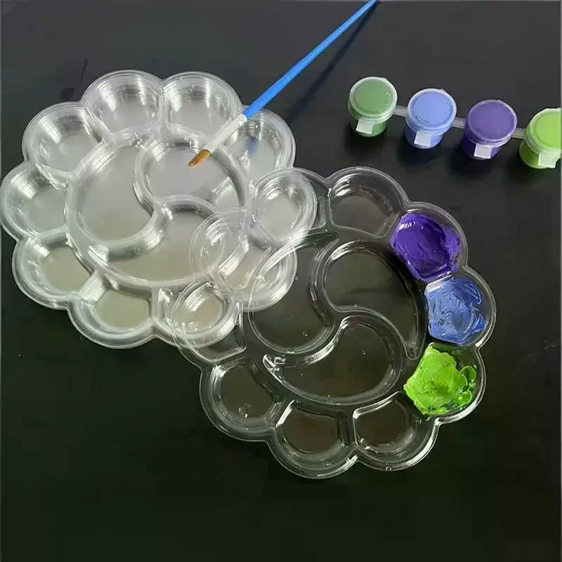 20Pcs Disposable Paint Tray Transparent Color Mixing Palette One-Time Use Painting Supplies Disposable Painting Palettes