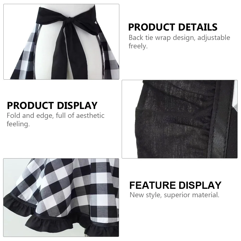 

Black Plaid Kitchen Cotton Cooking Baking Apron For Men Women Chef Lightweight Fashion Printed Household Apron