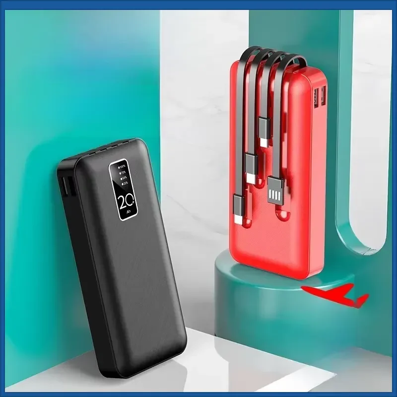20000mAh power bank with built-in cable Fast Charging for iPhone and Android phone portable charger