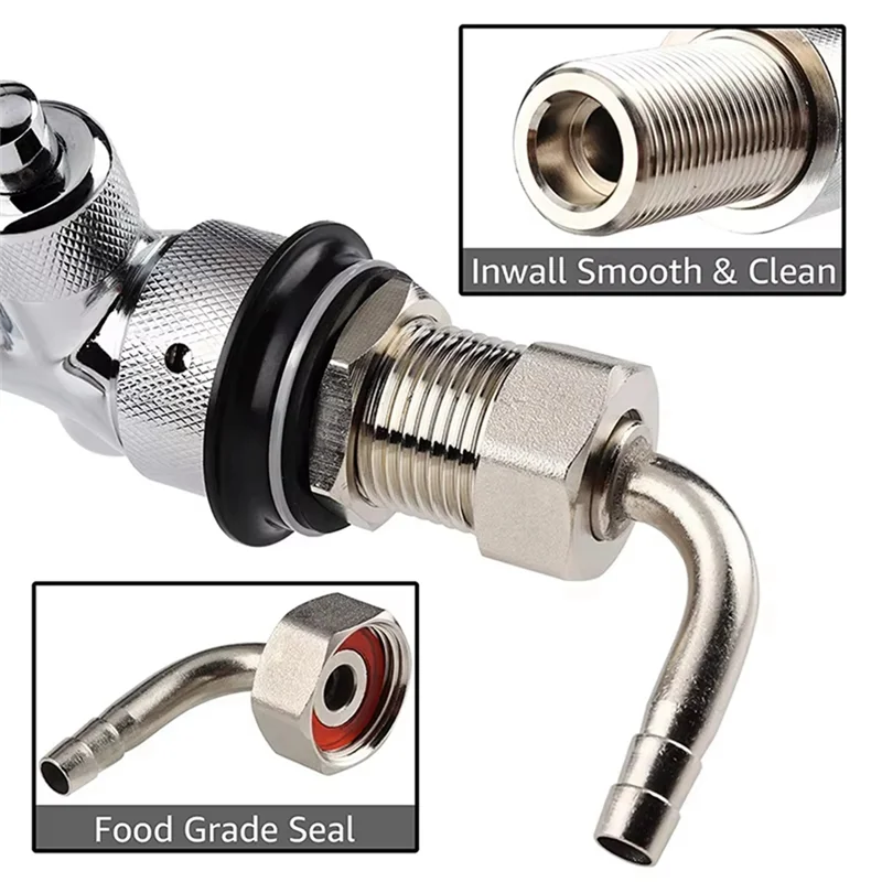 AT63-G5/8 Adjustable Draft Beer Faucet With Ball Lock Disconnect Keg Tap Beer Dispenser Home Brewing