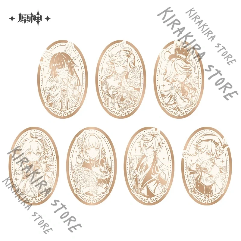 

Genshin Impact Mirror Surface Badge Cosplay Stainless Steel Genuine Peripheral Ornaments Emblem Furina Mavuika Zhongli Gifts