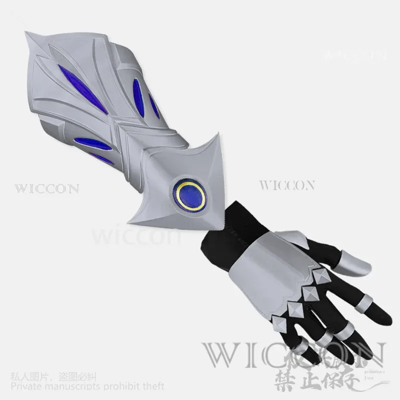 أنيمي لعبة LOL تأثيري Ezreal الأسلحة الأيدي ثلاثية الأبعاد الدعائم الفضة كوس حمض البوليلاكتيك لجميع القديسين هدايا حفلات عيد الميلاد رجل مخصص