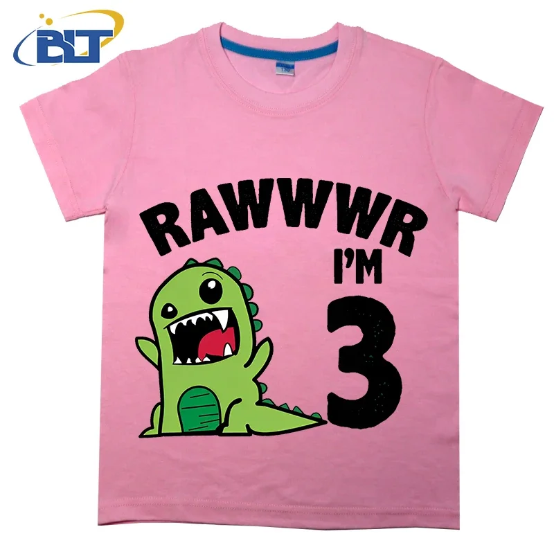 Infantile sono 3 con dinosauro divertente t-shirt per bambini estate cotone manica corta ragazzi ragazze regalo di compleanno