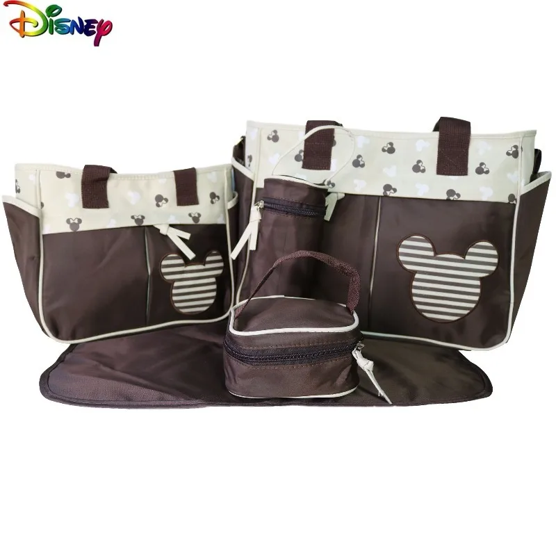Disney Multi functional 5-piece Mother and Child Pack, Women's Fashion Cartoon Mickey Large Capacity Storage Backpack
