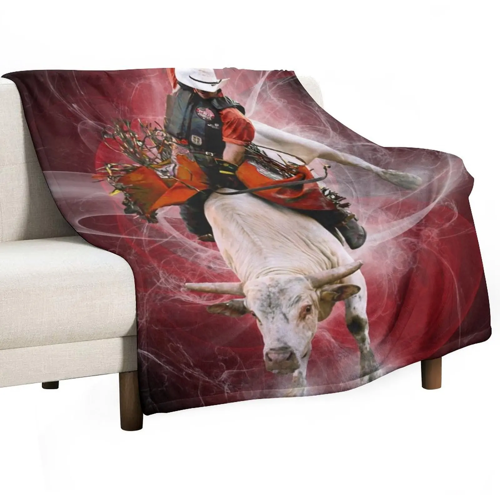 Bull Rider in Red Throw Blanket Durable Warm Blanket for Daily Home Use