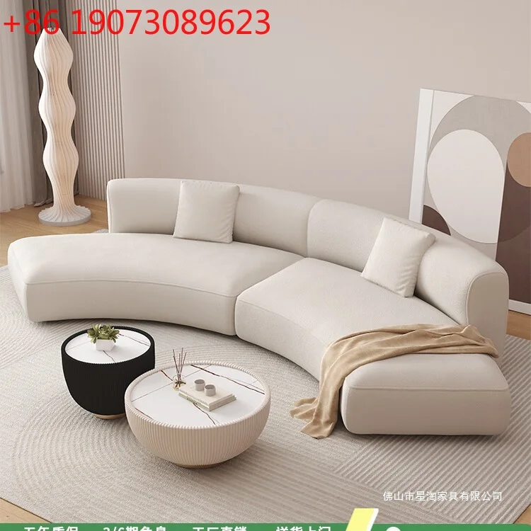 

Simple cream wind semi-circular curved sofa Nordic modern living room beauty salon sitting area reception sofa