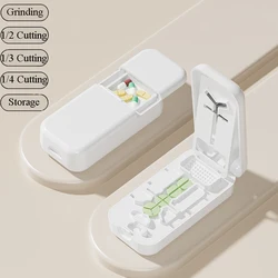 Newest 5in1 Pill Cutter Portable Precise Medicine Cutting Scissors in Halves Third or Quartering Tablet Splitter Travel Drug Box