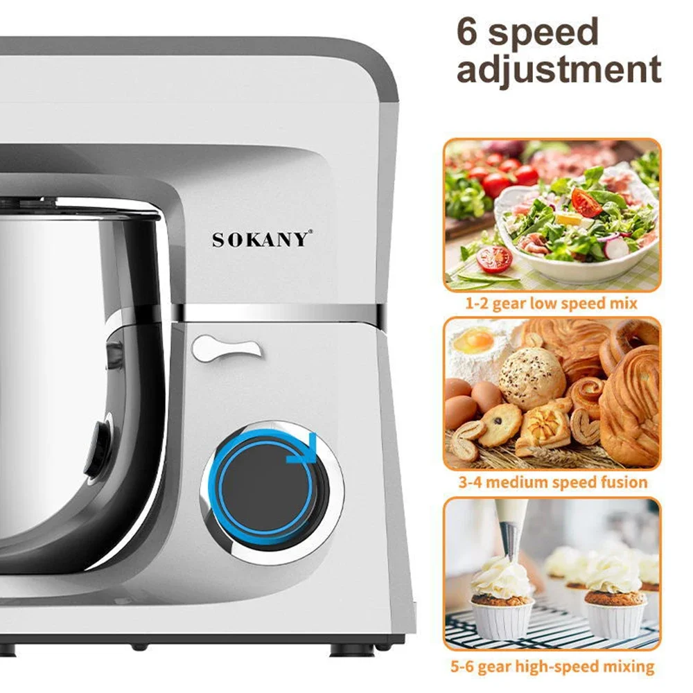 Kitchen Baking Appliances, Large Capacity Stereo Mixer, 220V Household Appliances, Chef Machine,Stainless Steel Kneading Machine