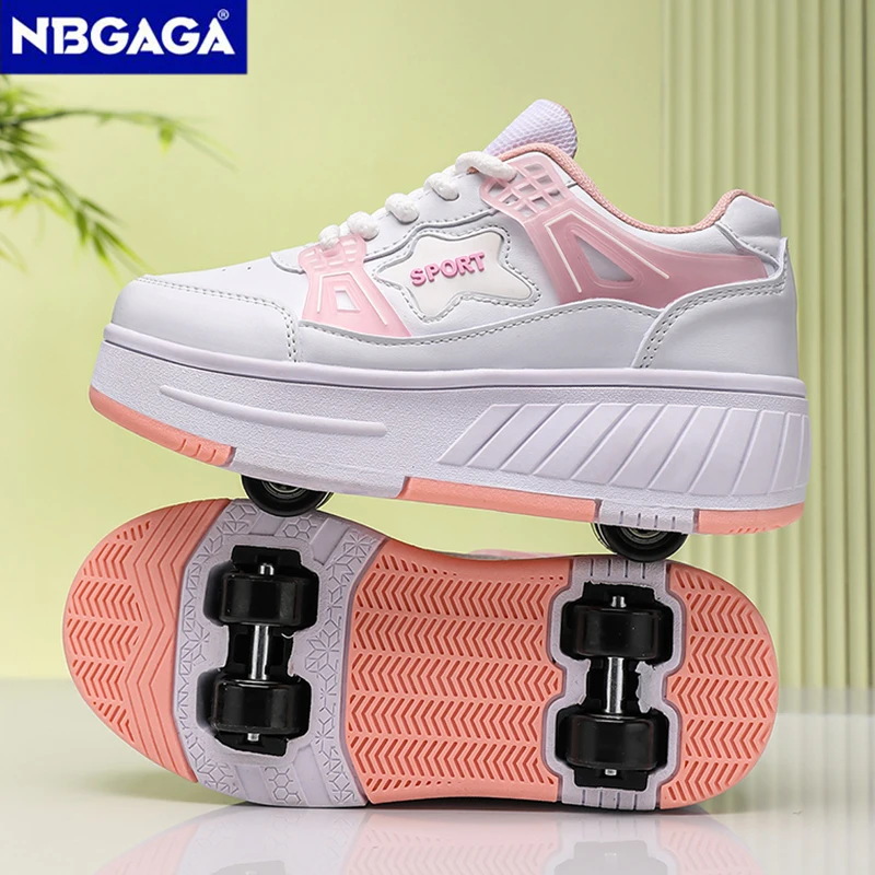Ultra-Light Four-Wheel Skating Shoes for Students Boys And Girls Removable Wheels Walking Shoes Sports And Entertainment