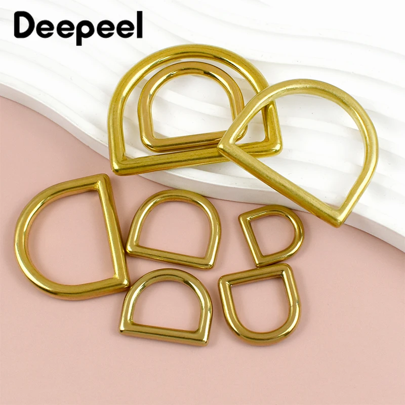 

5/10Pcs 13-45mm D Ring Solid Brass Buckles Keychain Carabiner Clip Bag Strap Connector Pet Collar Adjust Loop Buckle Accessories