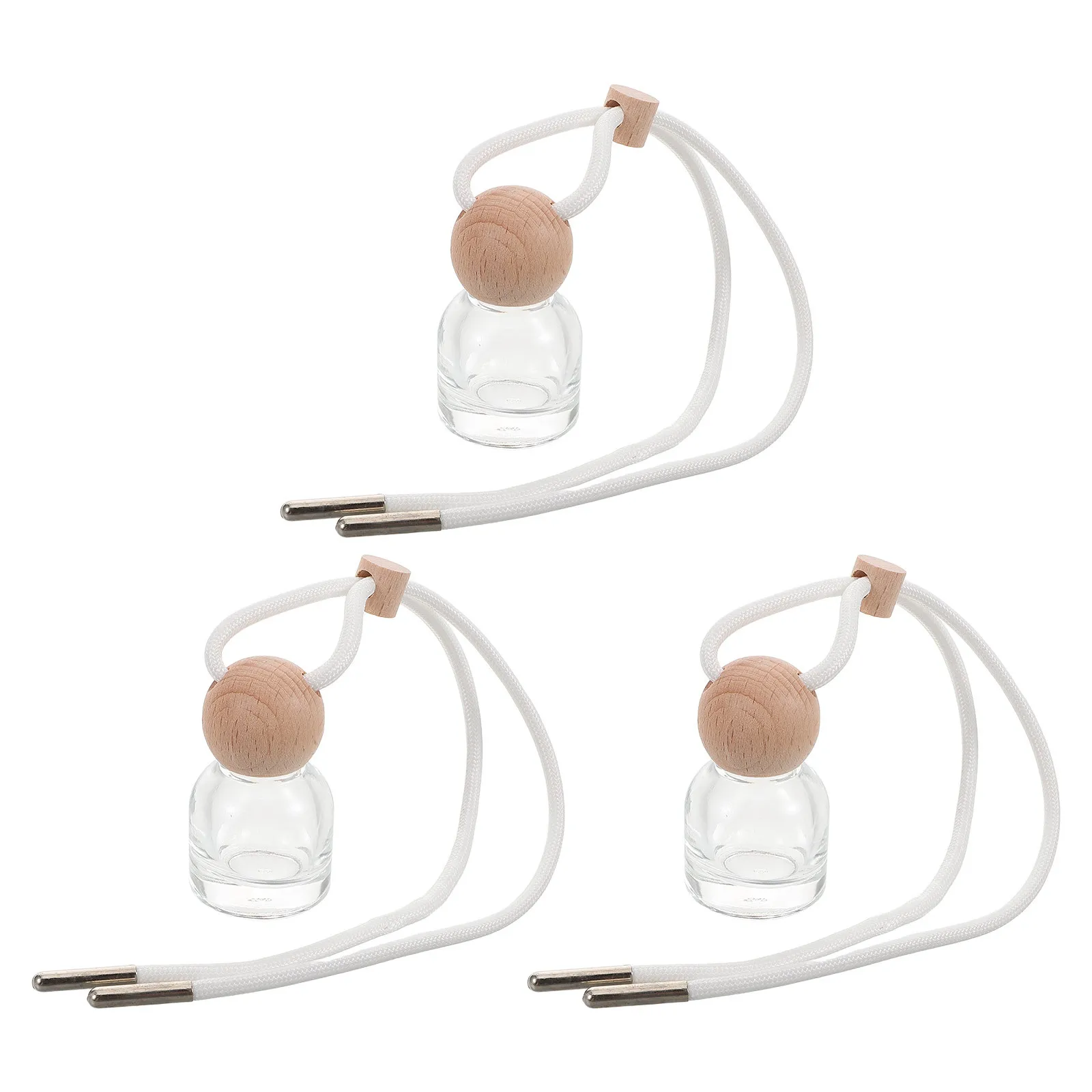 

3pcs 10Ml Mini Perfume Bottles Glass Aromatherapy Diffuser Wooden Cap Portable Refillable Travel Oil Bottle For Car Air