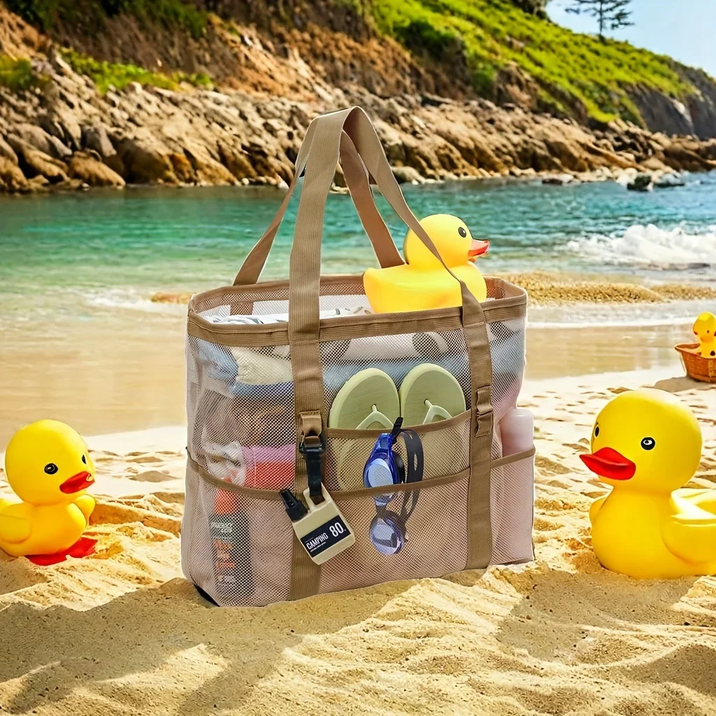 Mesh Hangbag Spacious Mesh Beach Bag Portable Single Shoulder Bag Ultra Lightweight Swimming Gym Bag For Gym Outdoor Activities