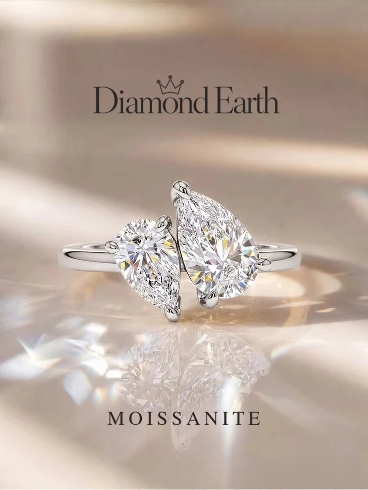 Luxury Real 925 Sterling Silver Moissanite Diamond Sparkling Water Drop Engagement Rings For Women Gift Wedding Fine Jewelry