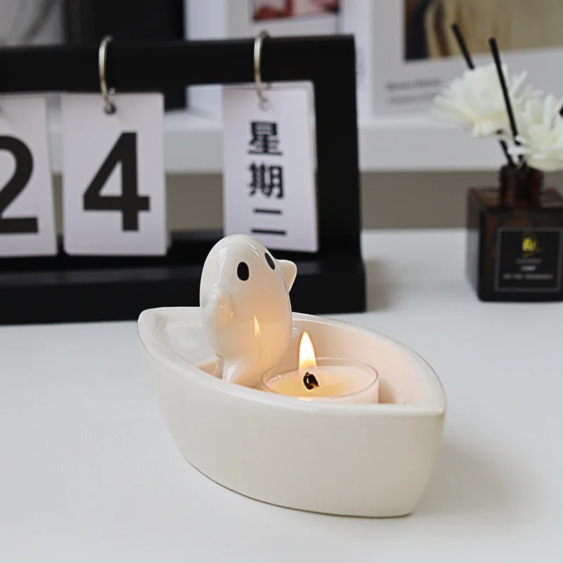 Halloween Aromatherapy candlestick creative boat shape ghost candlestick display cute ghost decoration funny gift