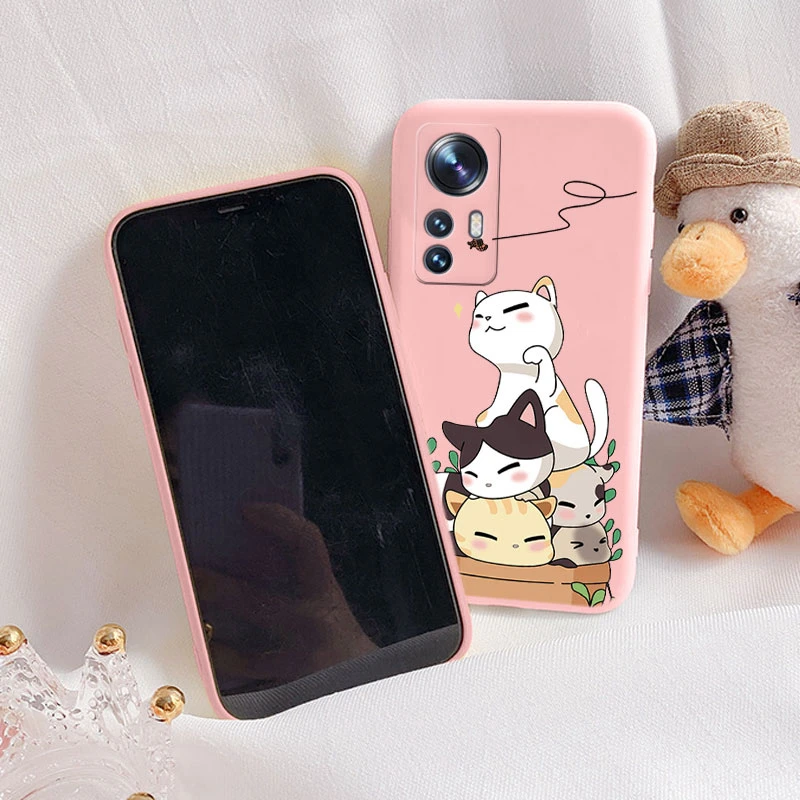 Flower Phone Case For Xiaom 12 5G 12X 12S 12 Lite Funda Cute Heart Cartoon Owl Xiaomi 12 X Mi12 Lite Matte Soft TPU Back Cover