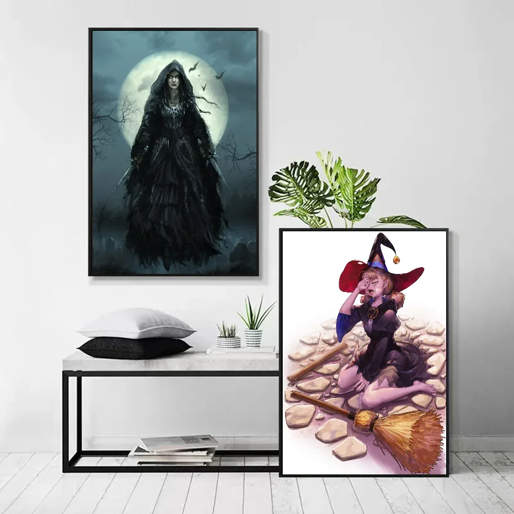 1pc Witch And Magic Broom Witch Sabbath Sheep Baphomet Poster Self-adhesive Art Waterproof Paper Sticker Wall Decor