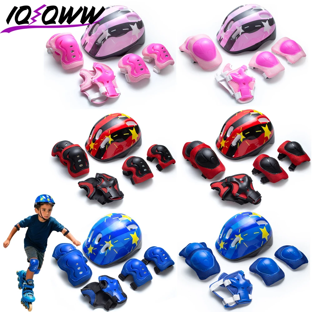 Cycling Safety Gear For Kids - 7Pcs/Set Kids Knee Pads and Elbow