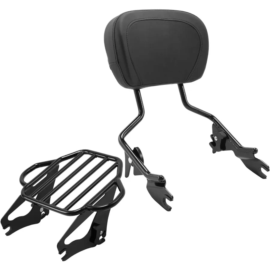

Black Detachable Passenger Backrest Sissy Bar Upright w 2 Up Luggage Rack Fits For Harley Touring Road King Street Road Electra