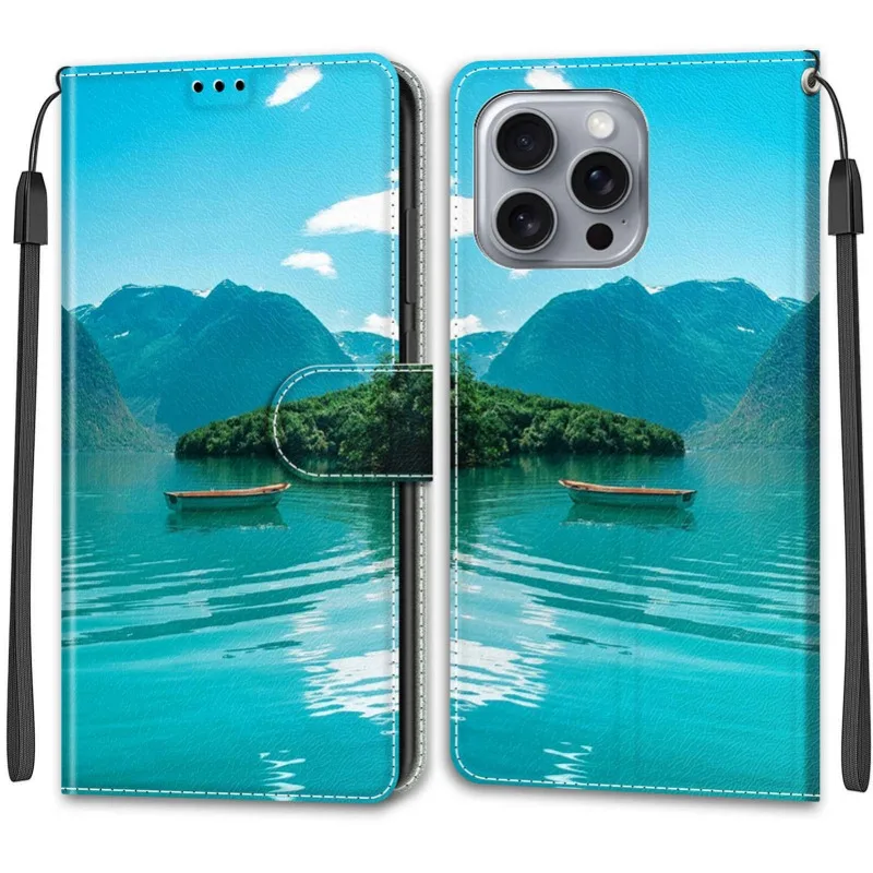 محفظة جلدية قضية الهاتف آيفون 16 برو ماكس 15 14 زائد 13 12 برو 16Plus 15Pro المغناطيسي فليب غطاء حامل كتاب رسمت الحالات #4