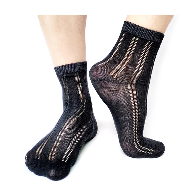 

Мужские деловые носки, новый стиль, хлопковые сексуальные мужские носки хорошего качества с сеткой для кожаной обуви, коллекция гей-фетиш