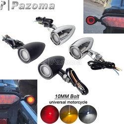 12V Front Rear LED Brake Run Turn Indicator Signal Lights For Chopper Bobber Cafe Racer Universal Motorcycle Bullet Signals Lamp
