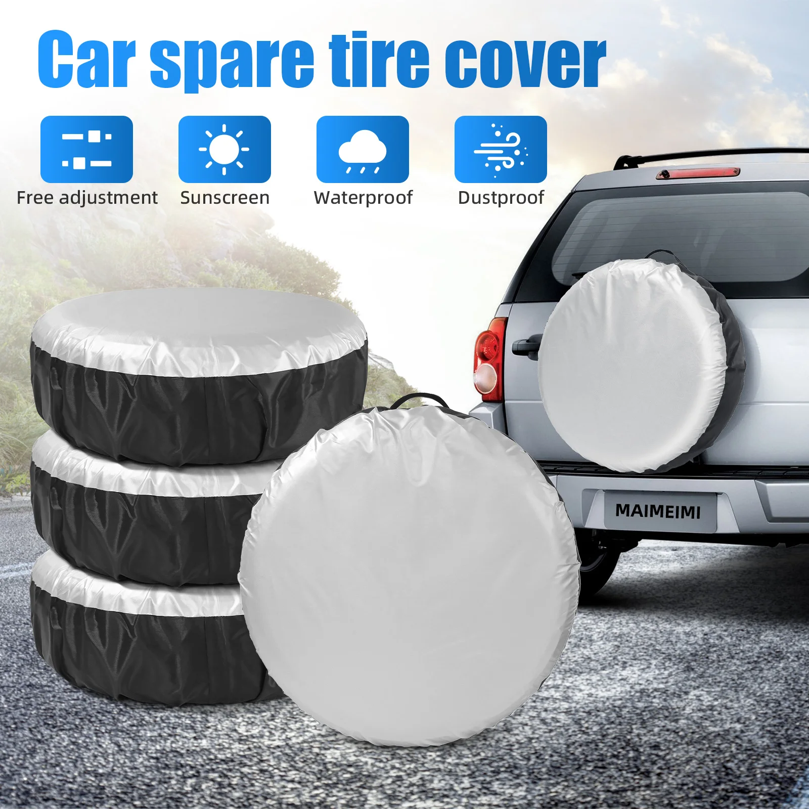 1/2/3/4PCS Car Spare Tire Cover Storage Bags Car Auto Wheel Cover Protector Vehicle Accessories Polyester Tyre Wheel Covers