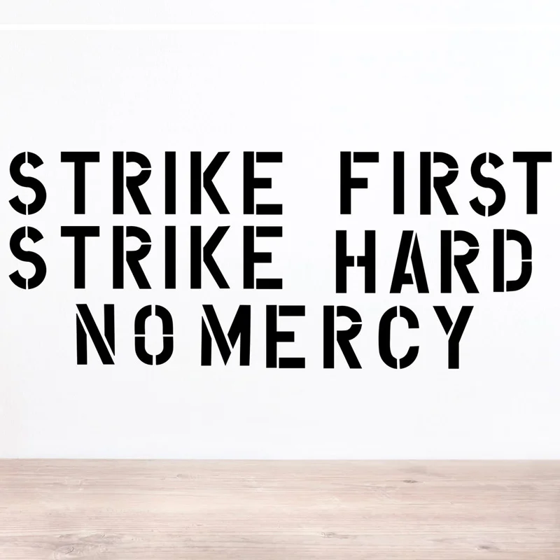 Strike First Strike Hard No Mercy Wall Decal Sticker TV Show Karate Kid Movie Theme Dojo Mural 80s Daniel Johnny 2394