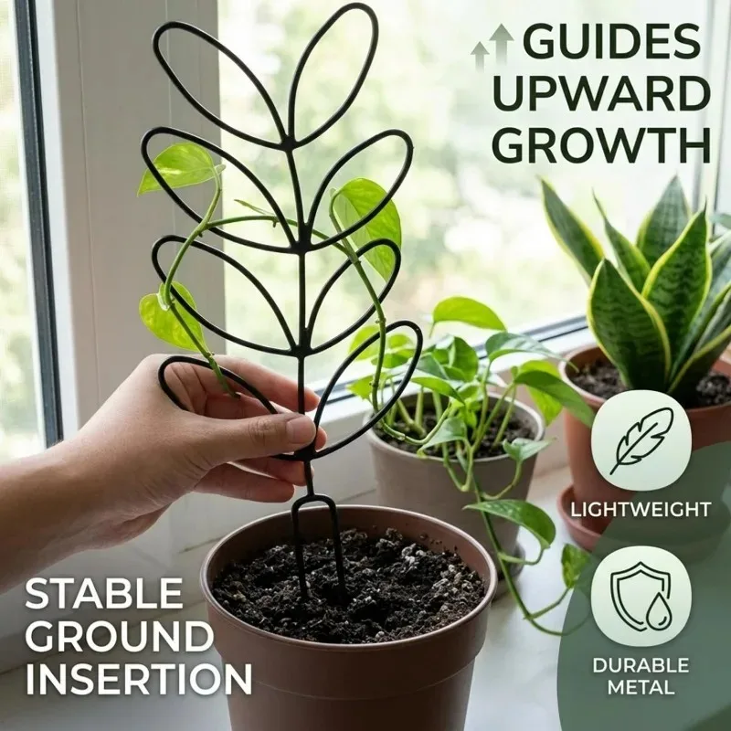 1/10Pcs Leaf Shape Plant Trellis for Climbing Pothos Ivy Indoor Potted Support Garden Stake Minimalist Decor Honeycomb Style ABS