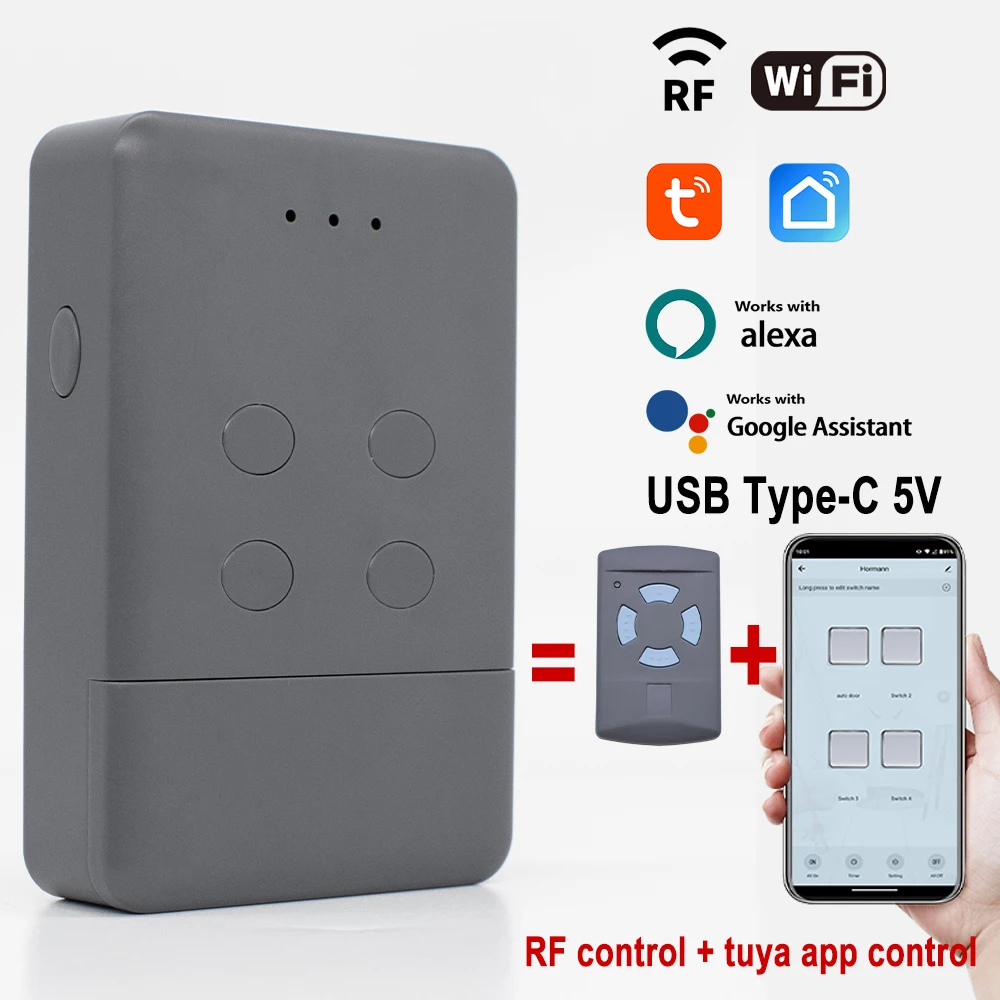 

Tuya Wi-Fi Smart RF Wi-Fi конвертер ворот пульт дистанционного управления для DOORHAN HORMANN Ecostar NOVOFERM гаражный пульт дистанционного управления функция разделения Alexa