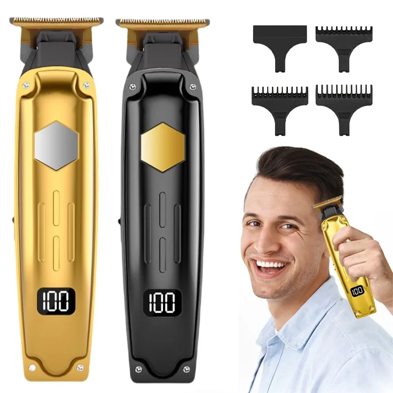 Hair Trimmers for Men Cordless Zerogapped Beard Hair Trimmer with LED Display High-Performance Rechargeable Trimmer for Home Use