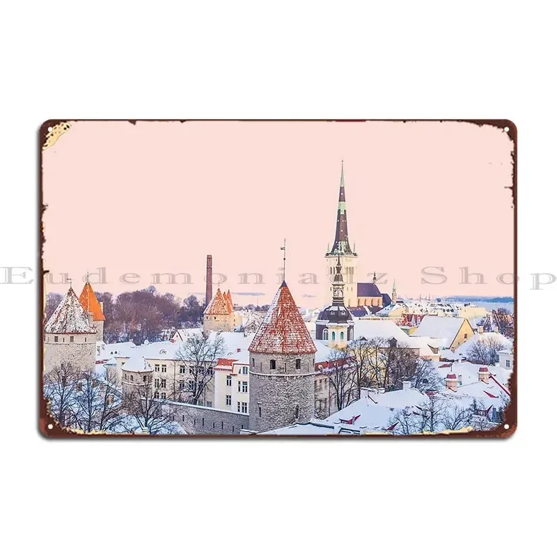 Winter City Morning Metal Signs Pub Party Plates Create Designer Wall Pub Tin Sign Poster