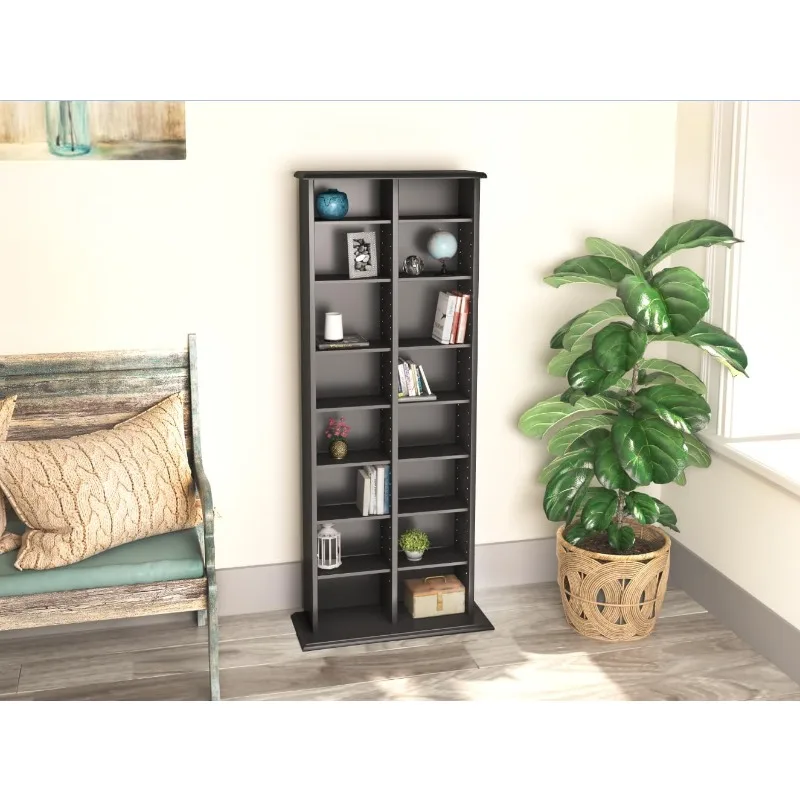 2 Column Tall Cabinet Media Storage, 22" Wide, Black