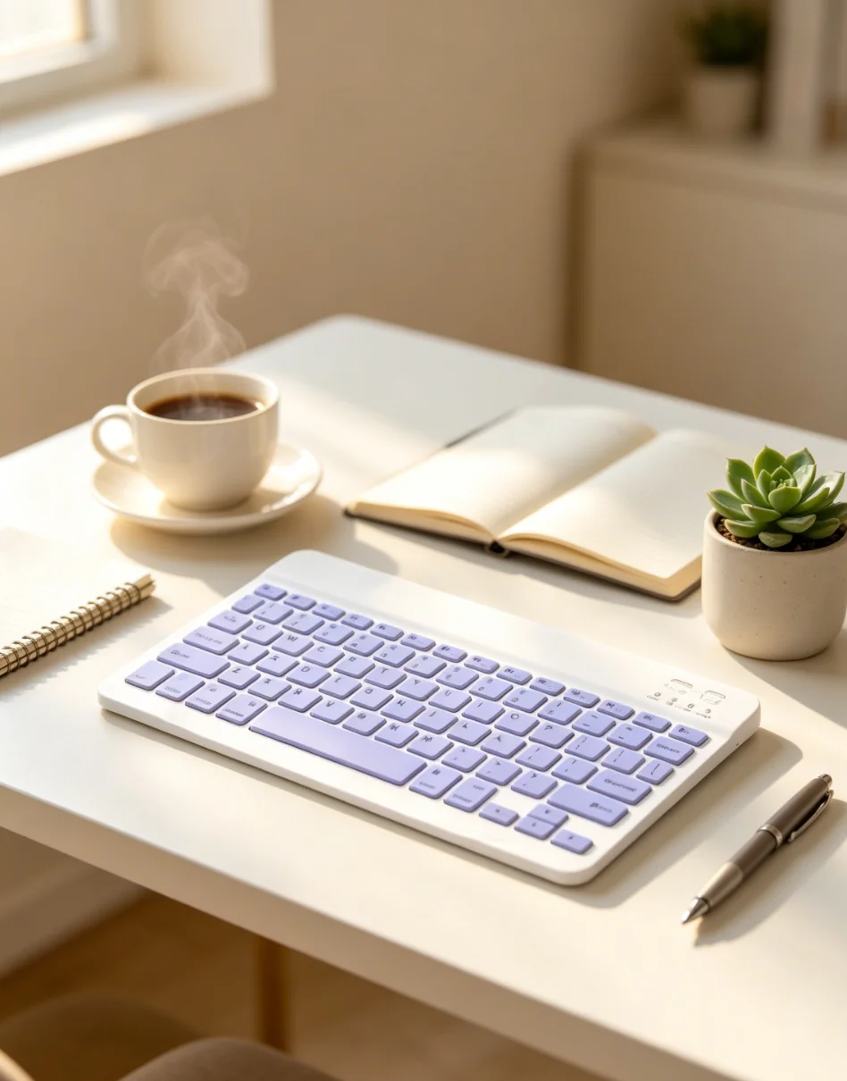 Slim Silent Wireless Bluetooth Keyboard Rechargeable Colorful Multi‑Color Keyboard Ultra‑Thin Office Keyboard for Laptop PC Tabl