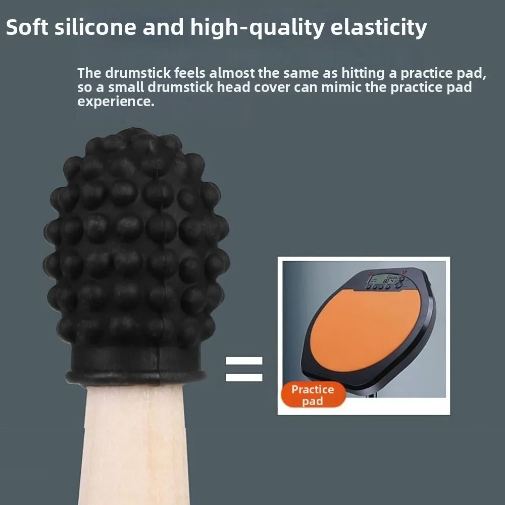 2Pcs Silicone Drum Mute 5A Weakened Sound Drumstick Head Sleeves Soft Noise Reduction Drumstick Head Protective Cover