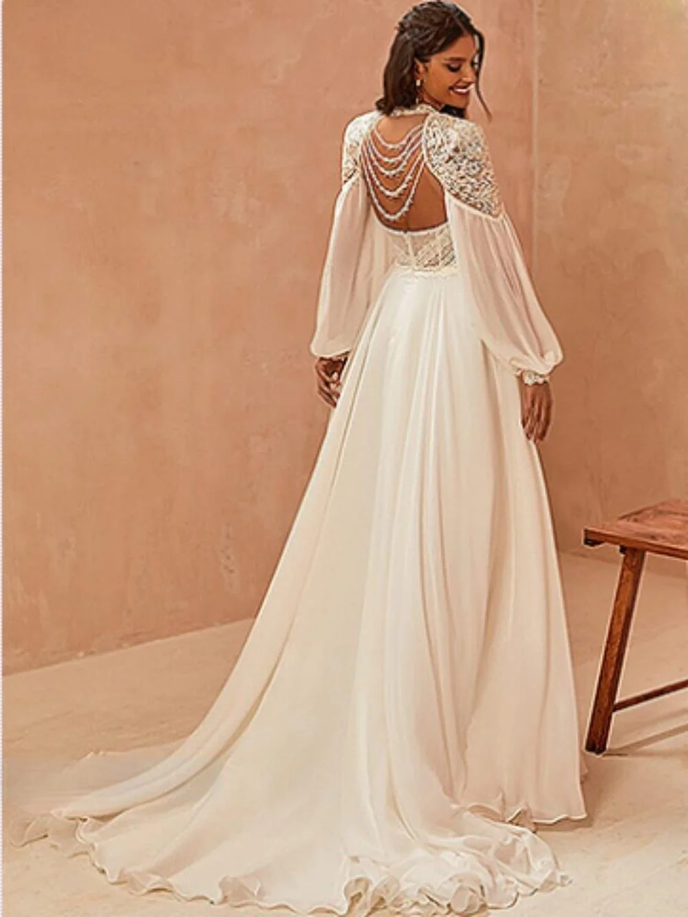 Bescheiden Jurk Met Hoge Kraag Voor Bruid Klassieke Kanten Appliques Bruidsjurk Elegant A-Lijn Lange Trouwjurk Robe De Mariée