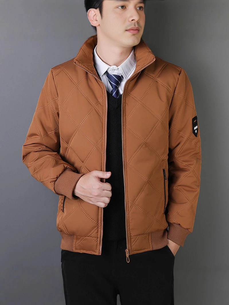 الدفء 2025 الشتاء الصوف سترة دافئة الرجال عادية ريترو سميكة يندبروف القطن وسادة مبطنة التخييم الوقوف طوق الحشو معطف