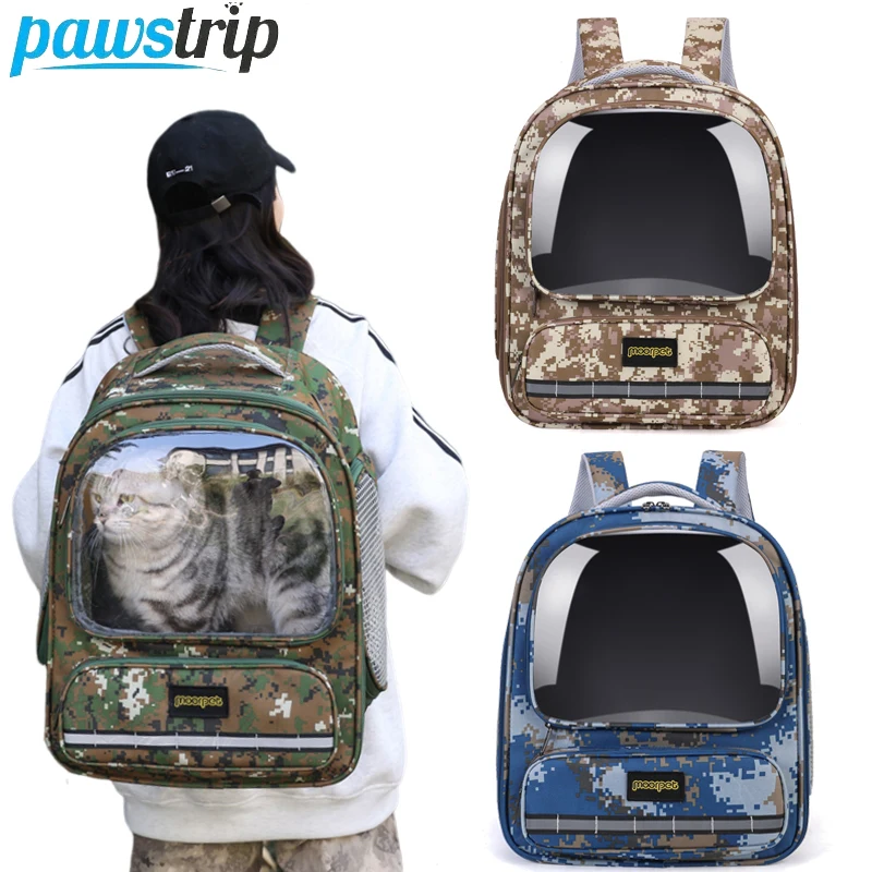 

Transparent Cat Carrier Large Capacity Cat Backpack Portable Pet Camouflage Backpack for Cats Kitten Foldable Cat Travel Bag