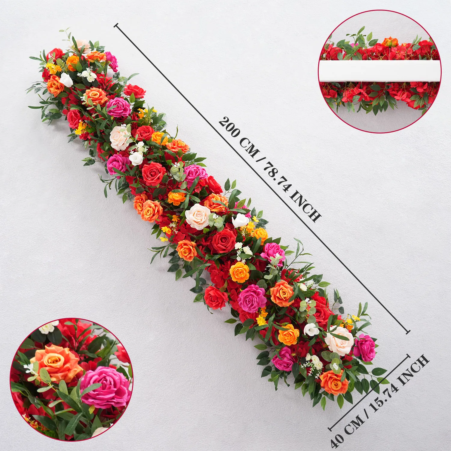

Uflower 100/200cm Luxury Artificial Flower Row Table Centerpiece Wedding Decoration Backdrop Arch Decor Event Stage Floral