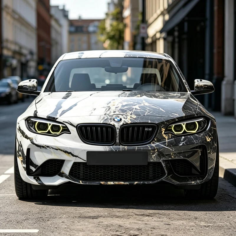 Factory Wholesale 1.52x20m Marble Pattern Printed PET Car Wrap Vinyl Film Self-Adhesive Full Vehicle Body Sticker