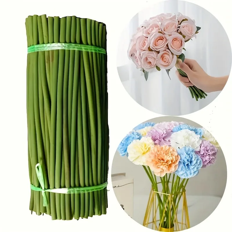 

100 Artificial Flower Stems DIY Handicrafts Plastic Rod with Metal Wire Core for Floral Lotus Sunflower Water Lily Support Tube