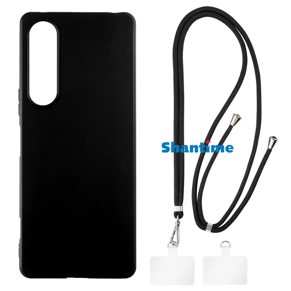 Suitable for Sony Xperia 1 V IIII Case + Ajustable Neck/Crossbody Lanyards and Spacers, Silicone TPU Cover with Soft