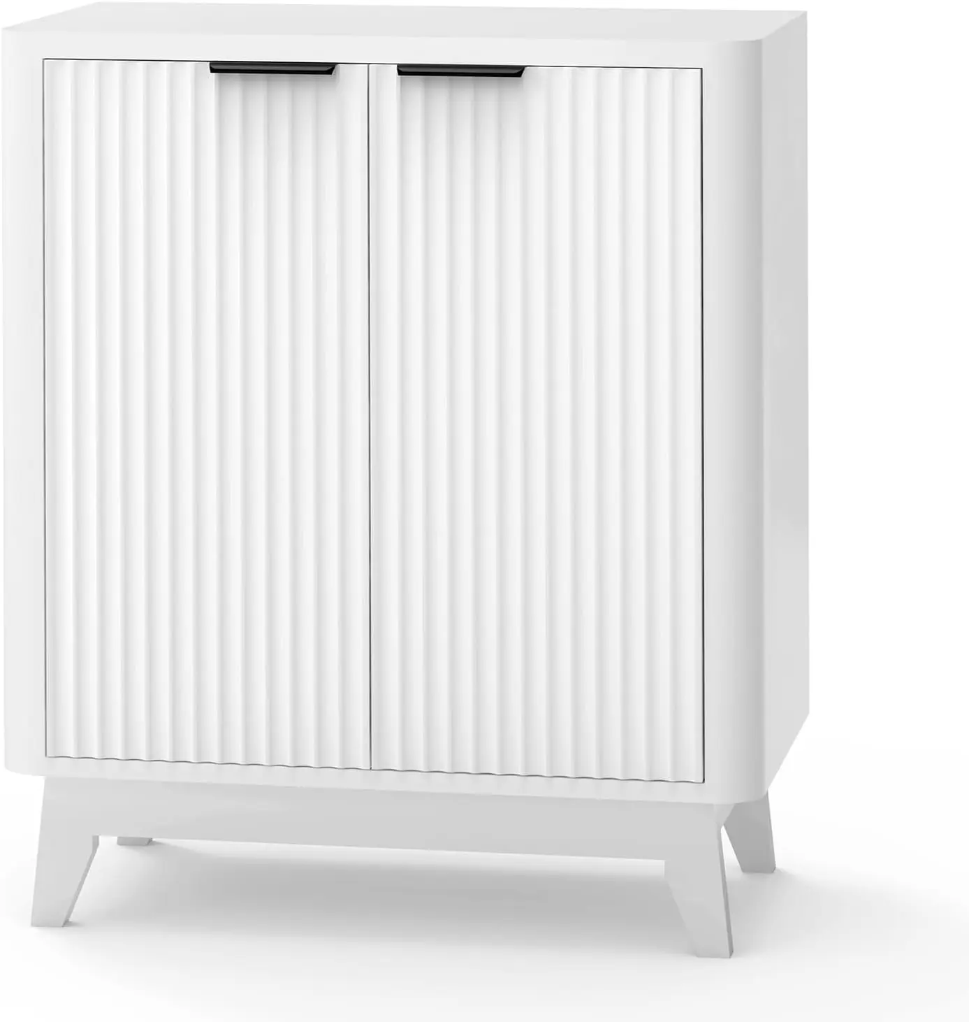 

Mid-Century Modern Fluted Sideboard Buffet Cabinet Aesthetic Curved Profile Adjustable Shelf for Entryway Console Living Room